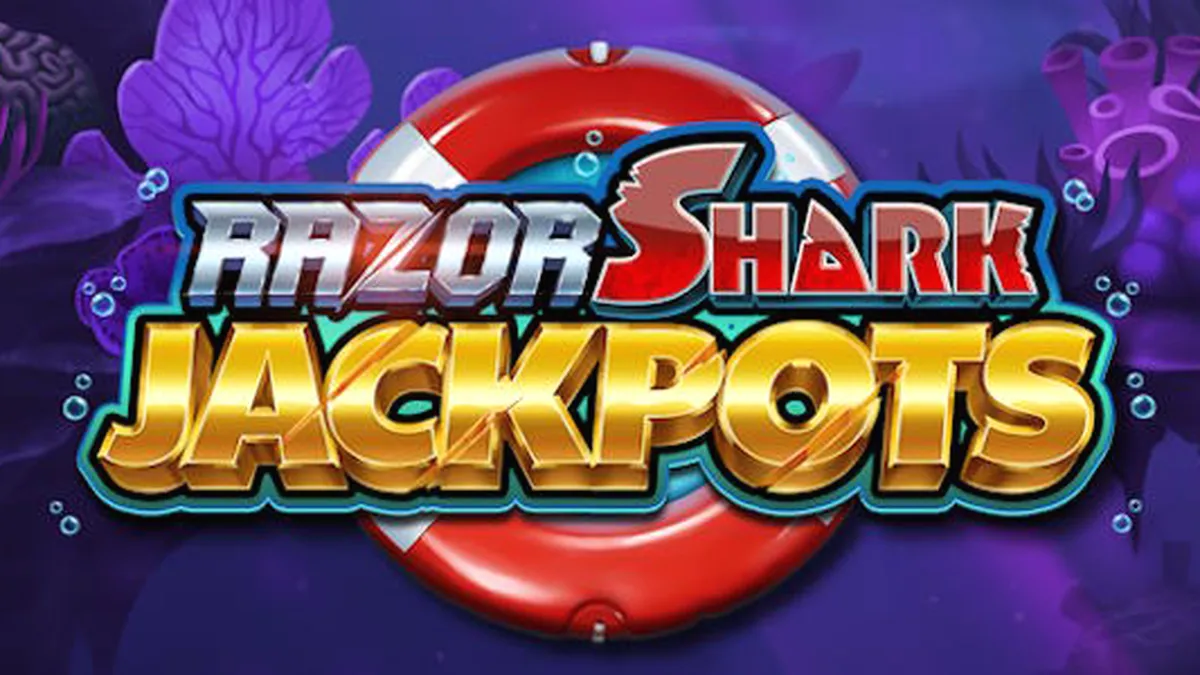 Tampilan visual slot Razor Shark Jackpots dengan tema bawah laut yang mendalam